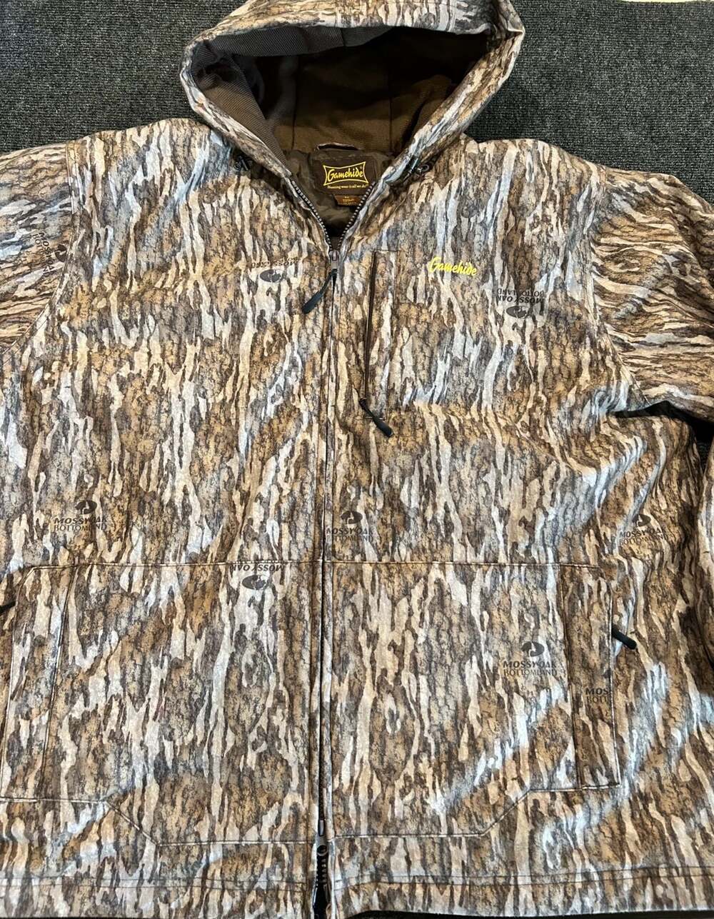 Gamehide Mossy Oak Bottomland Camo Full Zip Hooded Hunting Jacket 2X